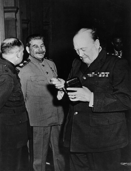 Yalta conference. Stalin and Winston S. Churchill during a break (February 1945)