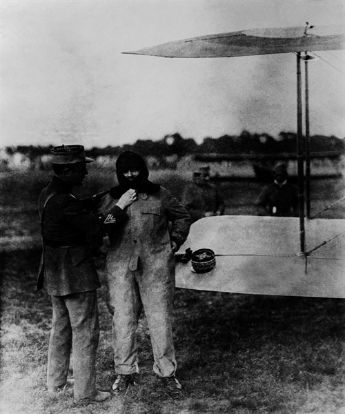 The French General Mangin flying to Aachen, Germany