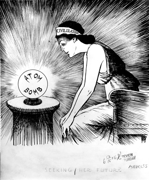 Caricature à propos de la bombe atomique