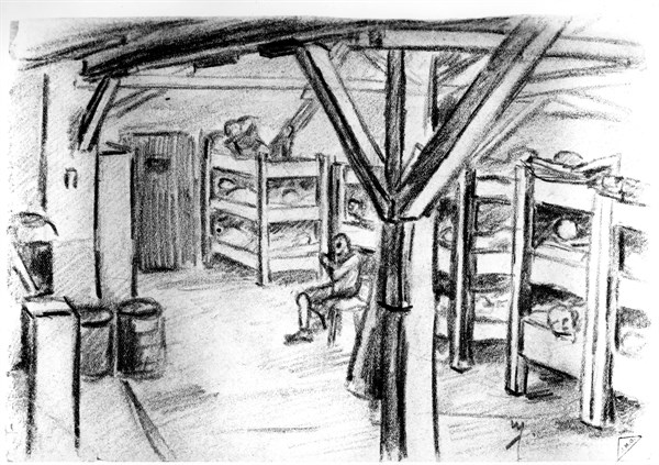 Edmond Goergen. Interior of block VIII, or Russenlager in Mathausen