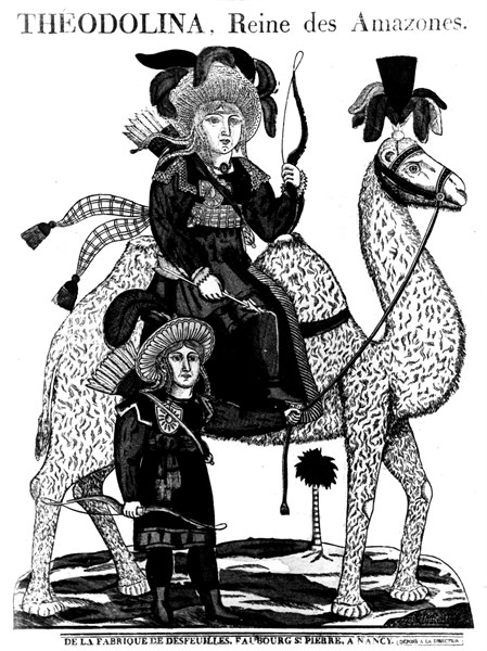 Image by Nancy. Theodolinda, Amazon queen, riding a camel