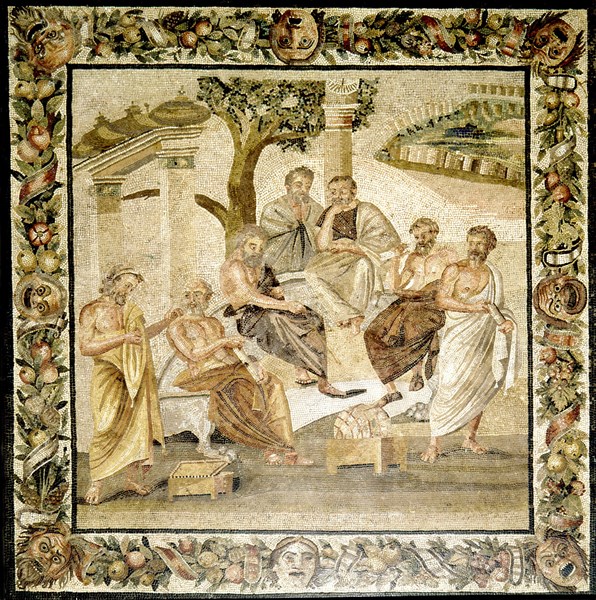 Roman mosaic, Plato and his disciples