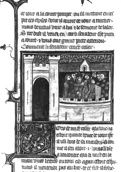 Miniature, "Ancient Roman Stories" or "Book of Caesar": Caesar's murder