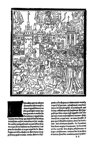 Gravure in Saint Augustin manuscript "La Cité de Dieu", construction of the city