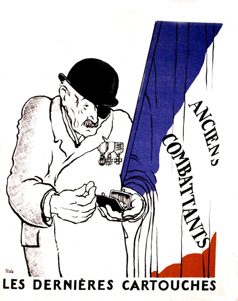 Dessin de Paul Iribe. Caricature sur les anciens combattants fortement paupérisés.