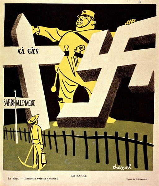 Satirical cartoon by Chancel about German plebiscite for the Sarre (1934)