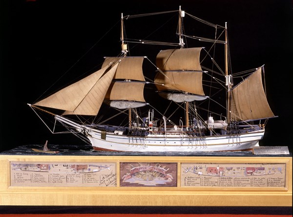 Maquette exécutée par Jean de la Varende pour le "Pourquoi pas?", bateau de Charcot pour son voyage vers l'Antartique.