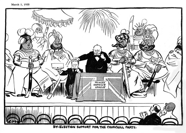 Satirical cartoon on Churchill and the colonial policy (March 1935)
