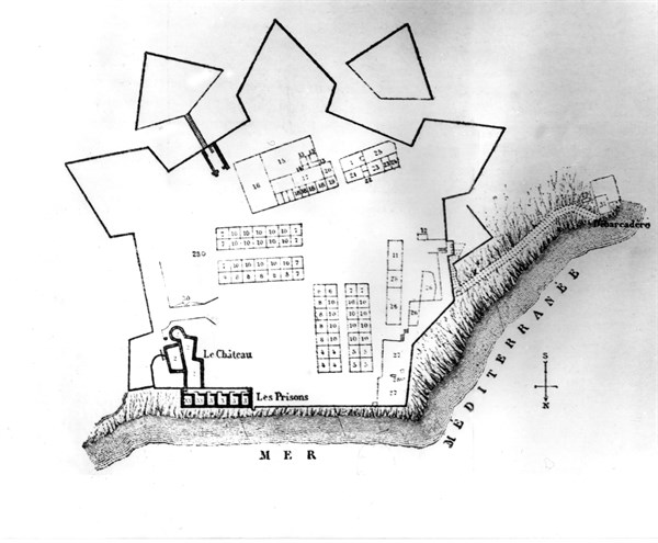 Blueprint of the royal fortress of Ste. Marguerite Island where the Man in the Iron Mask was imprisoned