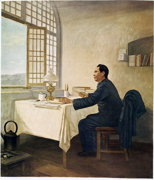 Mao Tse Tung writing in Yennan, c.1930