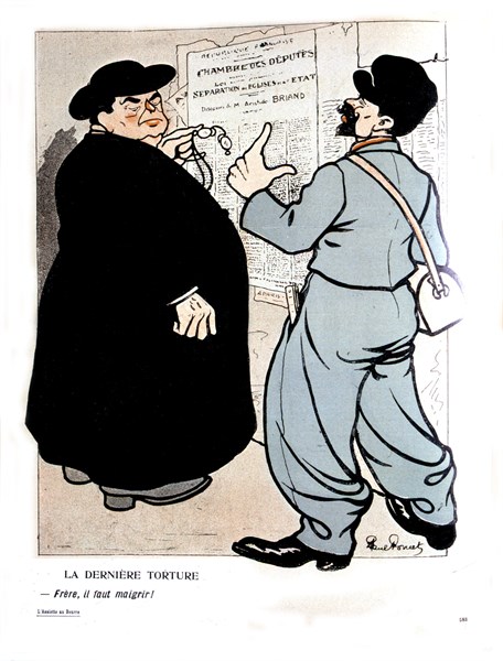 Caricature about the separation of church and state, Poncet
