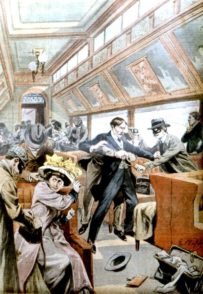 Travellers robbed on a train in the United States, 1904