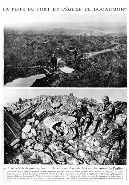 La piste du fort et l'église de Douaumont