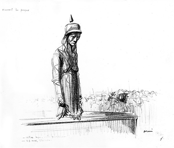 Caricature by Jean-Louis Forain (1852-1931). "Before the judges"