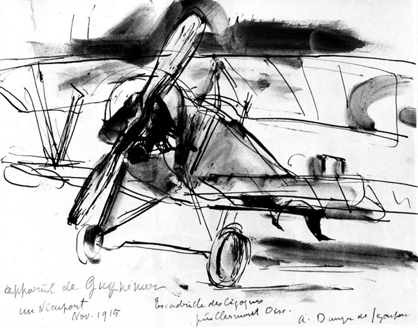 Dunoyer de Segonzac. Stork flotilla, near Clermont/Oise. Guynemer's apparatus, a Nieuport