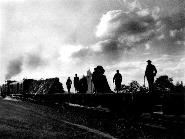 Train transporting Masaryk's corpse for the official funeral