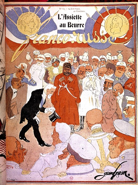 Dessin de Grandjouan à propos des accords franco-russes en 1902