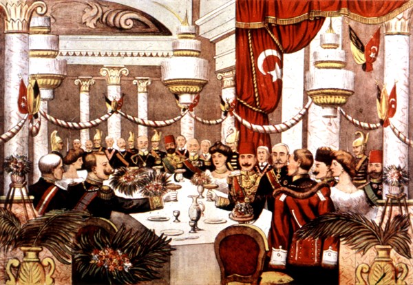 Imagerie populaire turque, Banquet offert par l'empereur allemand au prince Youssef Ezzudin Effendi