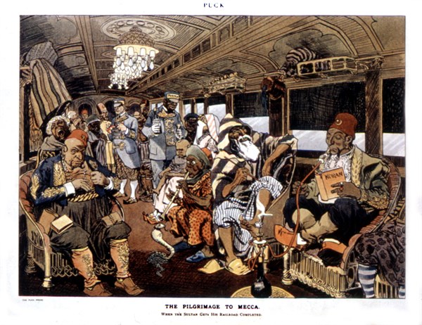 Caricature in 'Puck', 'Pilgrimage to Mecca' (1908)