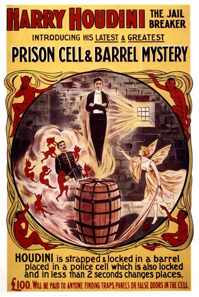 Advertising poster for the magician Harry Houdini