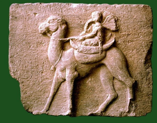 Winged genius on camel back