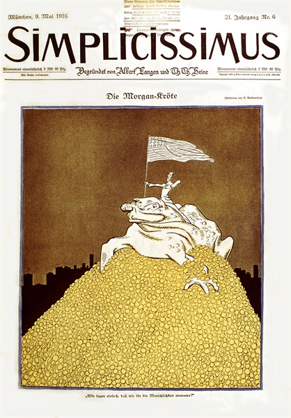 Caricature de Gulbransson sur l'Amérique des banquiers