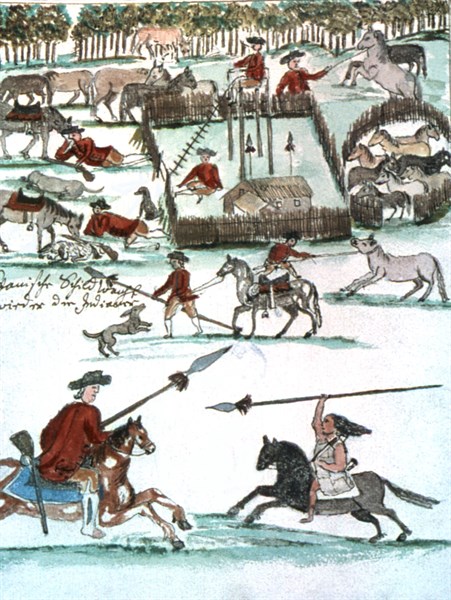Illustration de Florian Baucke (1749-1767). Zwettler Codex. Vie des indiens Guaranis vue par un père jésuite
