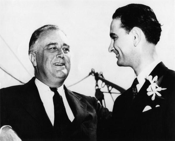 President Roosevelt and L. Johnson, who was then a member of the American Congress, in Galveston
