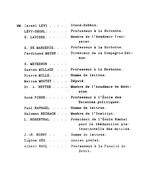 Composition du Comité français d'information et d'action auprès des juifs des pays neutres