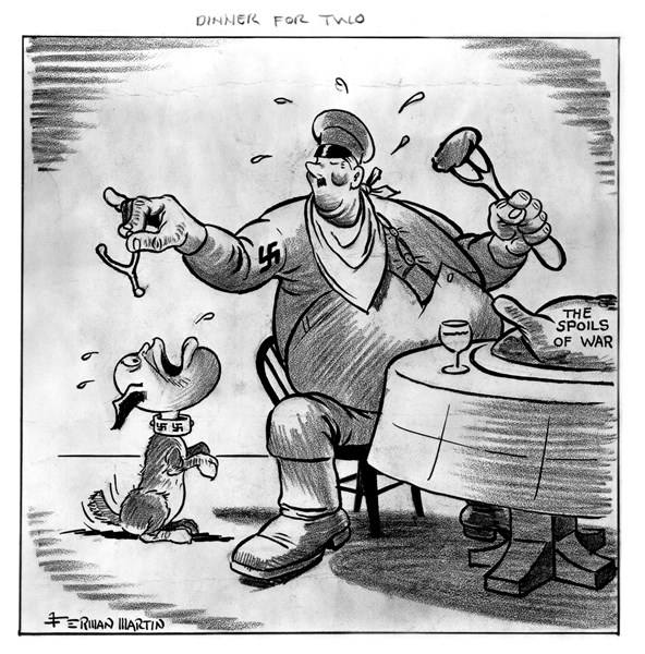 Hitler et Mussolini se partageant le butin de la guerre