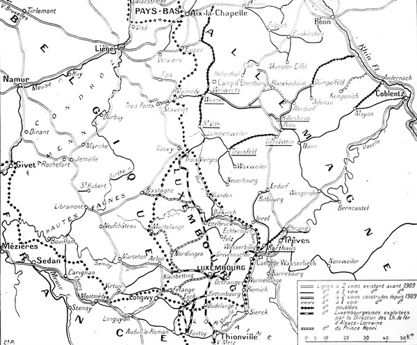 Map of Luxembourg and Belgium