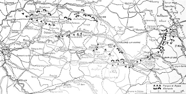 Map of the Frist Battle of the Marne