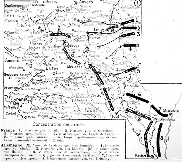 Map of the concentration of forces in 1914