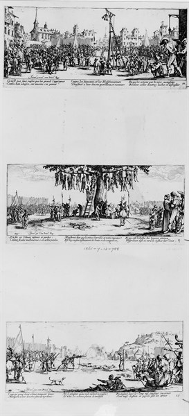 Callot, L'Estrapade, La pendaison, L'arquebusade