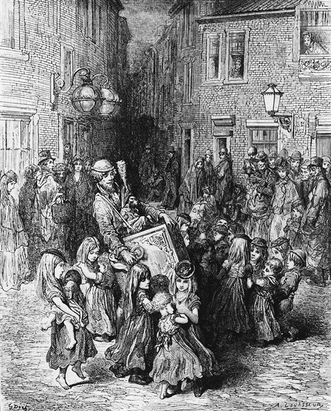 Doré, Children and hurdy-gurdy player