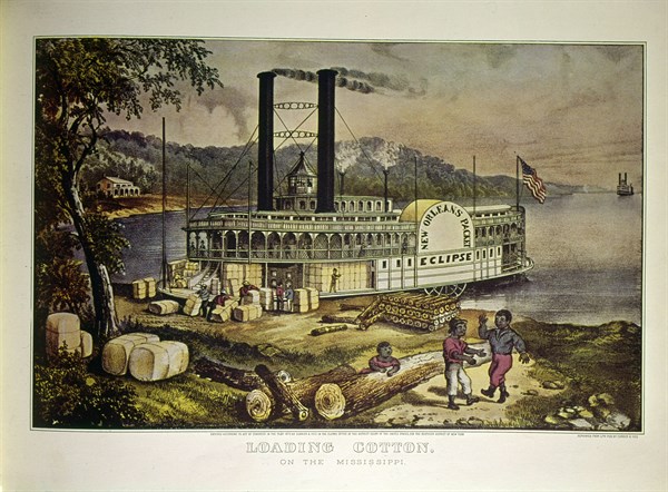Chargement du coton sur le Mississippi