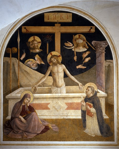 Fra Angelico, The Entombment and symbols of Passion