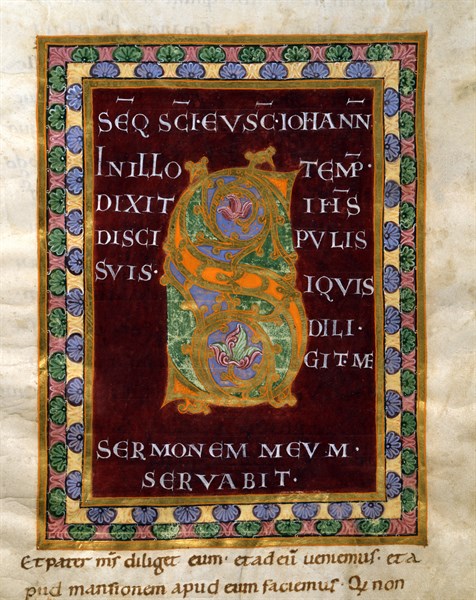 Evangéliaire de l'Ecole de Reichenau, Lettrine "S"