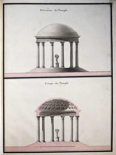 Petit Trianon à Versailles : élévation et coupe du Temple de l'Amour