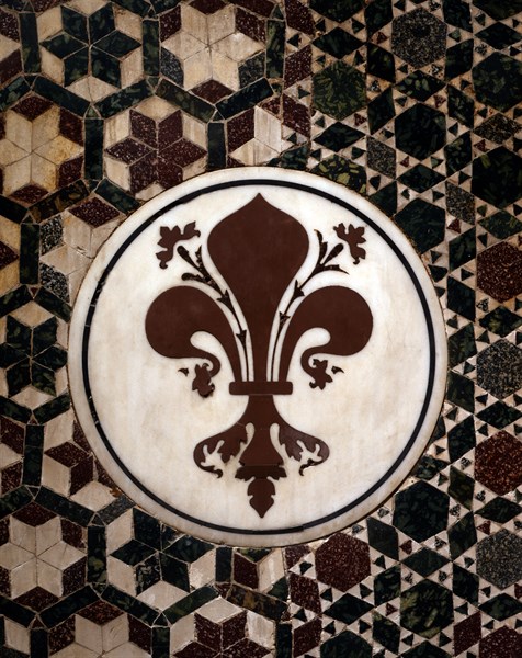 Tondo bearing a fleur de lys, symbol of the town of Florence