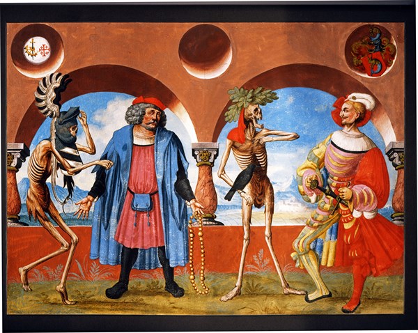 Kauw, The Dance of the Death cycle: Death with the Head of the governement and the Noble of Bern