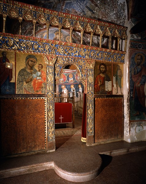 Inside the church of the Agios Nicolaos Tis Stegis monastery in Cyprus