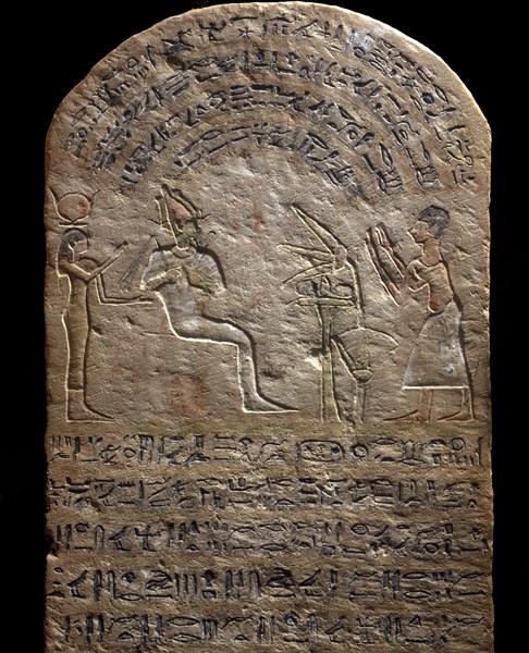 Stele from Saqqarah engraved with writings documenting the acquisition of a tomb