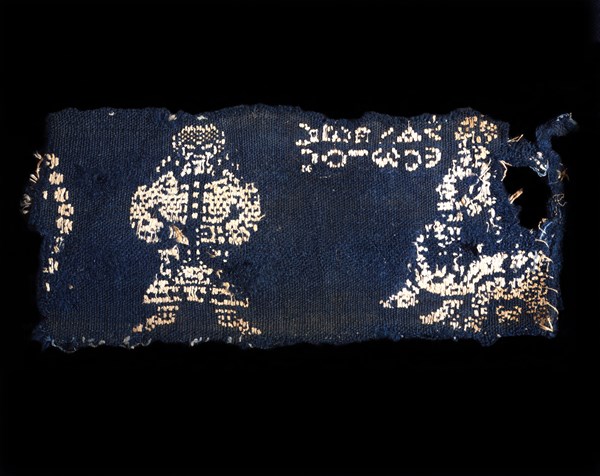 Section of fabric from the Coptic era: Figures of Aesop and Xanthos