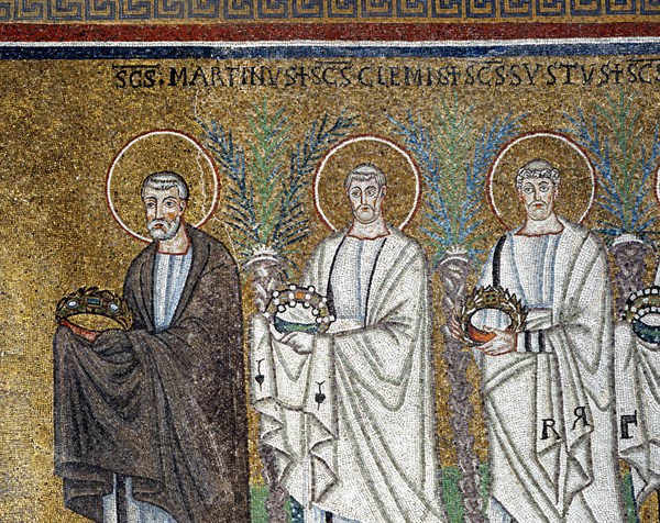Basilique Sant'Apollinare Nuovo à Ravenne : saint Martin ouvrant la procession des saints martyrs