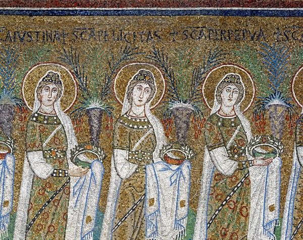 Basilica of Sant'Apollinare Nuovo, Ravenna: the procession of the Martyred Virgins (detail)