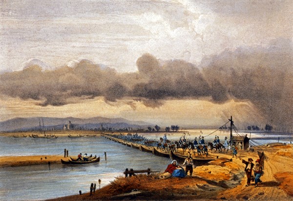Austrians cross the Po River during the 2nd Italian War of Independence