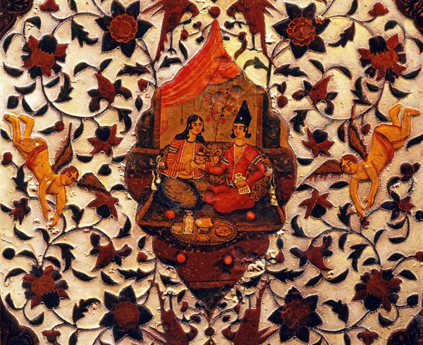 Book cover with representation of a young couple in the center (detail)