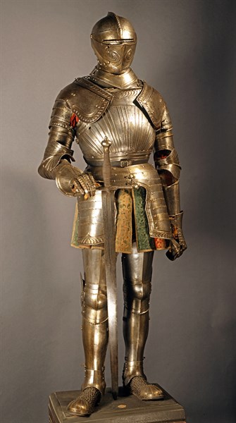 Horse soldier's armor, with large sword
