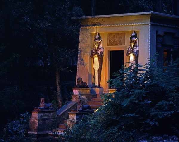 Small Egyptian temple sponsored by Frederick Stibbert for Villa Stibbert Park in Florence